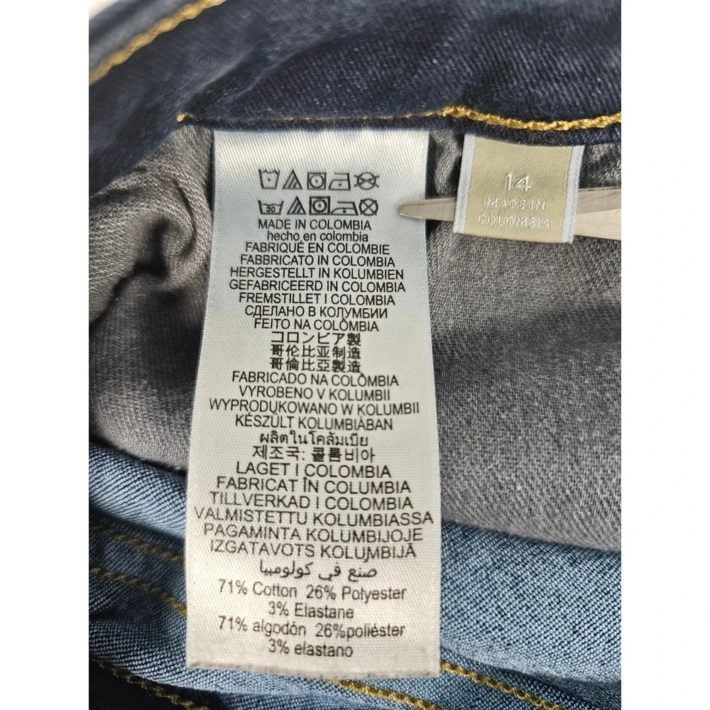 Michael Kors Skinny Jeans Dark Wash Indigo Gold Hardware Womens 14
